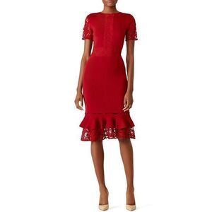 SACHIN & BABI EUC Red Lace Ruffle Hem Dress XS/ US 0